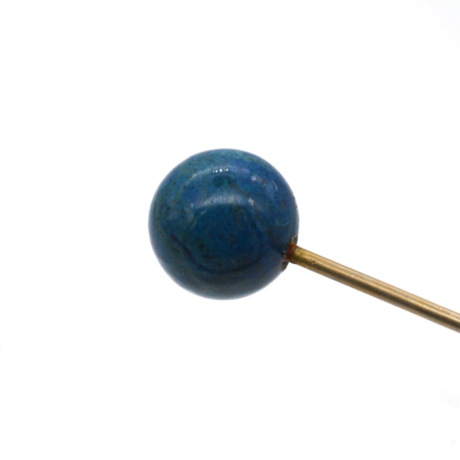 Victorian Gold Lapis Lazuli Sphere Hat/Tie Pin | Parkin and Gerrish | Antique & Vintage Jewellery