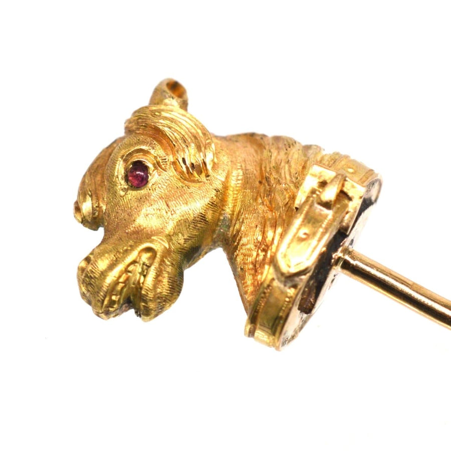 Victorian Scottish 18ct Gold Horse Head with Garter Belt Tie Pin | Parkin and Gerrish | Antique & Vintage Jewellery