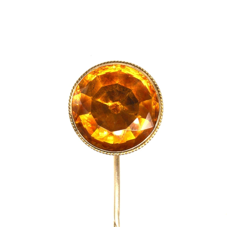 Victorian Scottish 9ct Gold and Large Cairngorm Citrine Tie Pin | Parkin and Gerrish | Antique & Vintage Jewellery