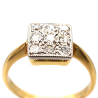 Vintage 18ct Gold and Platinum Diamond Square Ring | Parkin and Gerrish (UK)
