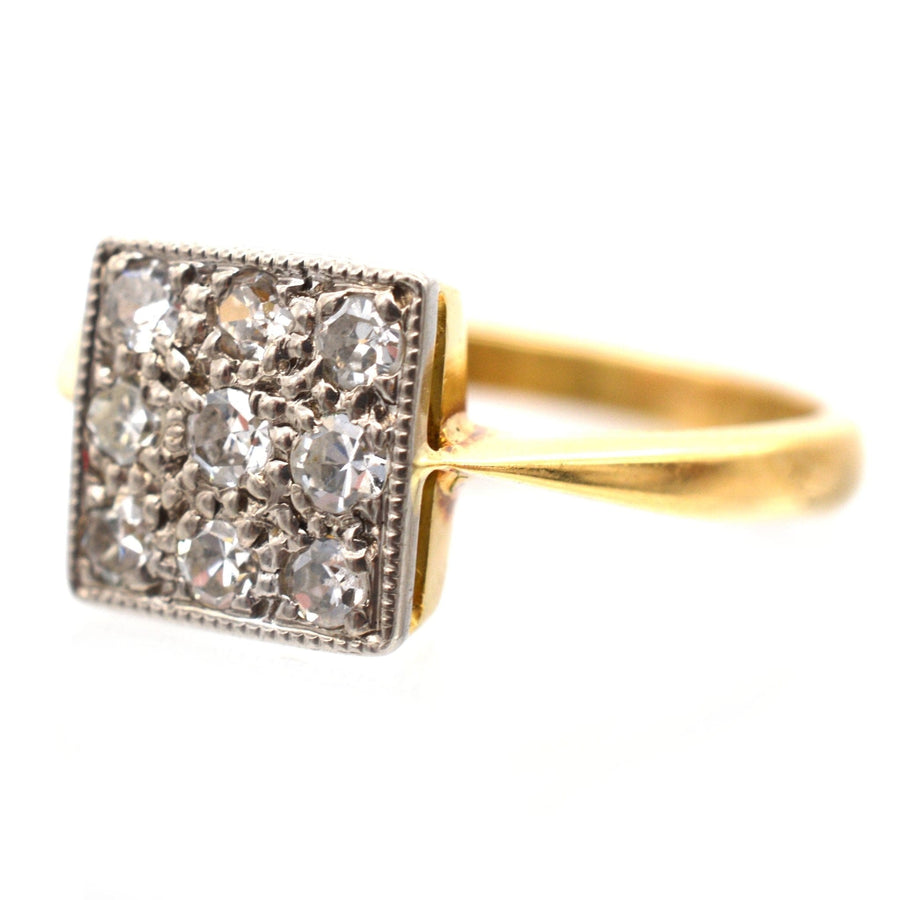 Vintage 18ct Gold and Platinum Diamond Square Ring | Parkin and Gerrish | Antique & Vintage Jewellery