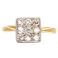 Vintage 18ct Gold and Platinum Diamond Square Ring | Parkin and Gerrish (UK)