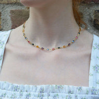 Vintage 18ct Gold Colourful Multi - Stone Paste Chain Necklace | Parkin and Gerrish (UK)