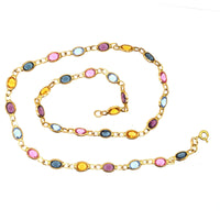 Vintage 18ct Gold Colourful Multi - Stone Paste Chain Necklace | Parkin and Gerrish (UK)