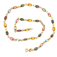 Vintage 18ct Gold Colourful Multi - Stone Paste Chain Necklace | Parkin and Gerrish (UK)