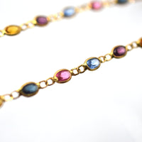 Vintage 18ct Gold Colourful Multi - Stone Paste Chain Necklace | Parkin and Gerrish (UK)