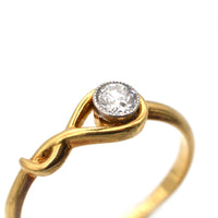 Vintage 18ct Gold, Diamond & Gold Bezel Set Solitaire Ring | Parkin and Gerrish (UK)