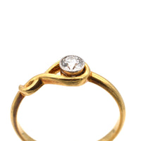 Vintage 18ct Gold, Diamond & Gold Bezel Set Solitaire Ring | Parkin and Gerrish (UK)