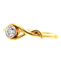 Vintage 18ct Gold, Diamond & Gold Bezel Set Solitaire Ring | Parkin and Gerrish (UK)