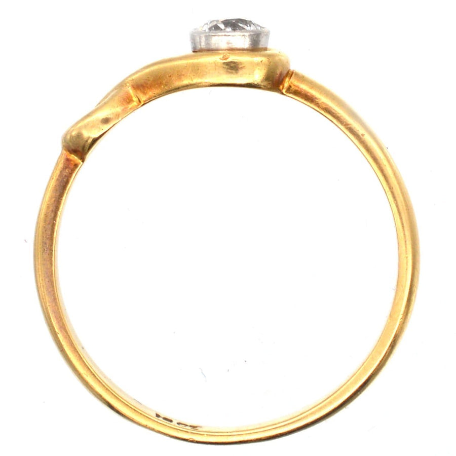 Vintage 18ct Gold, Diamond & Gold Bezel Set Ring | Parkin and Gerrish | Antique & Vintage Jewellery