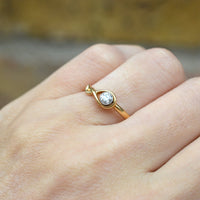 Vintage 18ct Gold, Diamond & Gold Bezel Set Solitaire Ring | Parkin and Gerrish (UK)