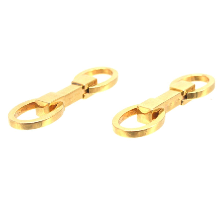 Vintage 18ct Gold Double Ring Bar Spring Cufflinks by Kiki McDonough | Parkin and Gerrish | Antique & Vintage Jewellery