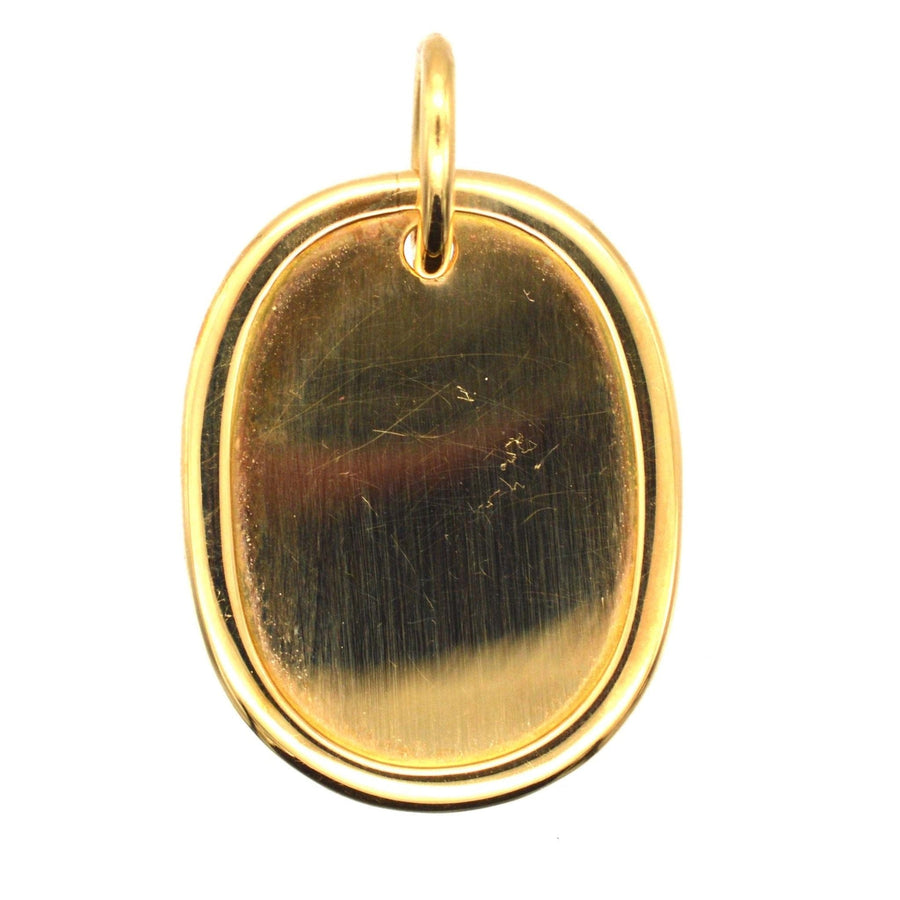 Vintage 18ct Gold Oval Plain Name Tag Pendant | Parkin and Gerrish | Antique & Vintage Jewellery