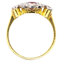 Vintage 18ct Gold & Platinum, Ruby & Diamond Cluster Ring | Parkin and Gerrish (UK)