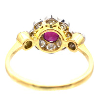 Vintage 18ct Gold & Platinum, Ruby & Diamond Cluster Ring | Parkin and Gerrish (UK)