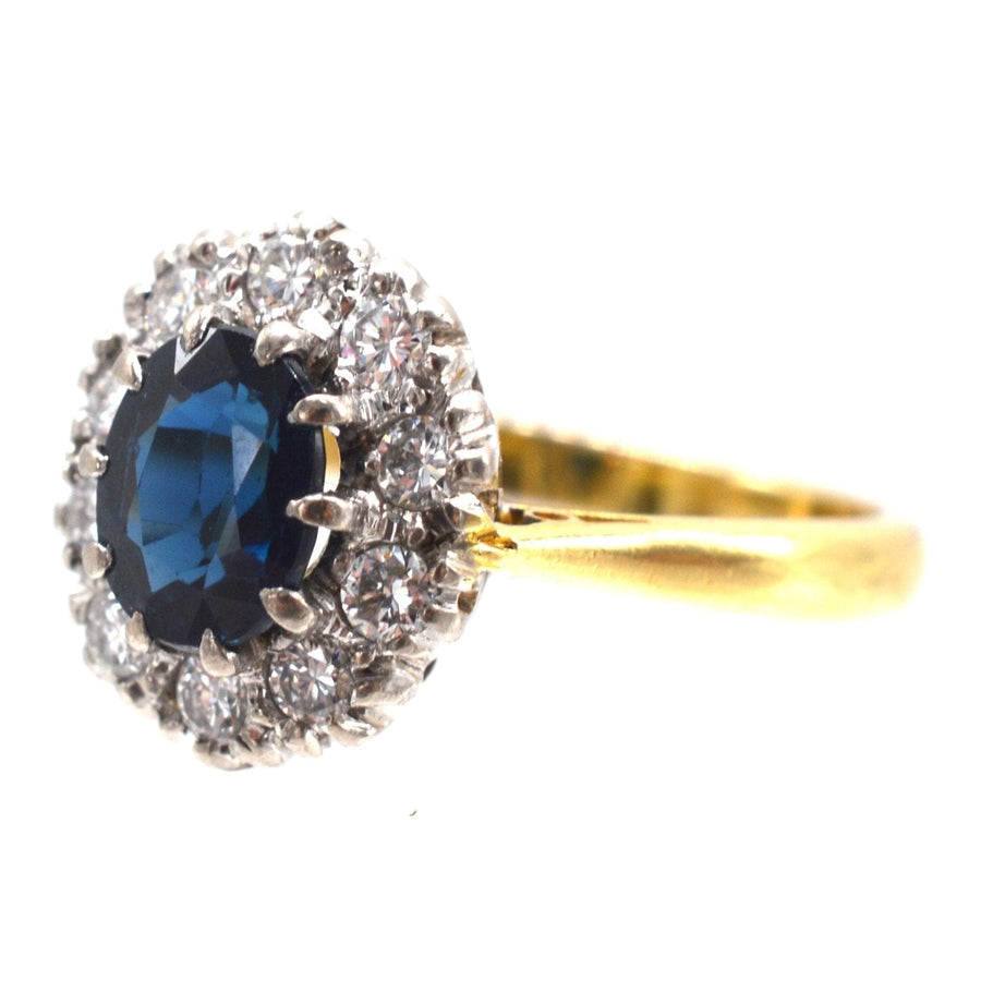Vintage 18ct Gold Sapphire and Diamond Oval Cluster Ring | Parkin and Gerrish | Antique & Vintage Jewellery