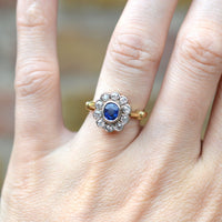 Vintage 18ct gold, Sapphire & Diamond Cluster Ring | Parkin and Gerrish (UK)