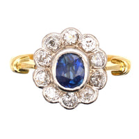 Vintage 18ct gold, Sapphire & Diamond Cluster Ring | Parkin and Gerrish (UK)