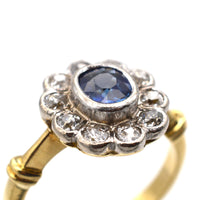 Vintage 18ct gold, Sapphire & Diamond Cluster Ring | Parkin and Gerrish (UK)