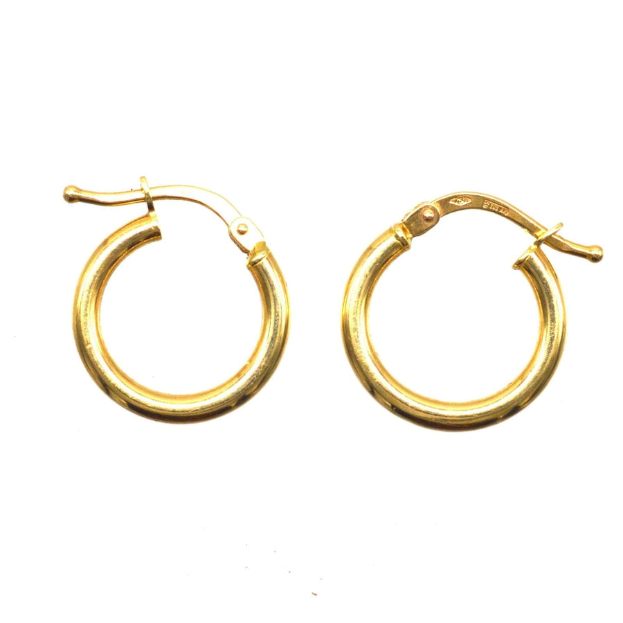 Vintage 18ct Gold Simple Hoop "Huggie" Earrings | Parkin and Gerrish | Antique & Vintage Jewellery