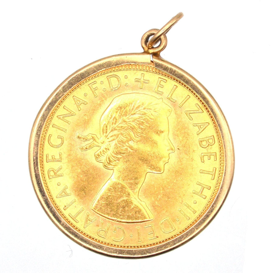 Vintage 1967 22ct Gold Full Sovereign in a 9ct Gold Pendant Mount with George and Dragon & Queen Elizabeth II | Parkin and Gerrish | Antique & Vintage Jewellery