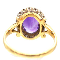 Vintage 1970s 18ct Gold Amethyst & Diamond Cluster Ring | Parkin and Gerrish (UK)