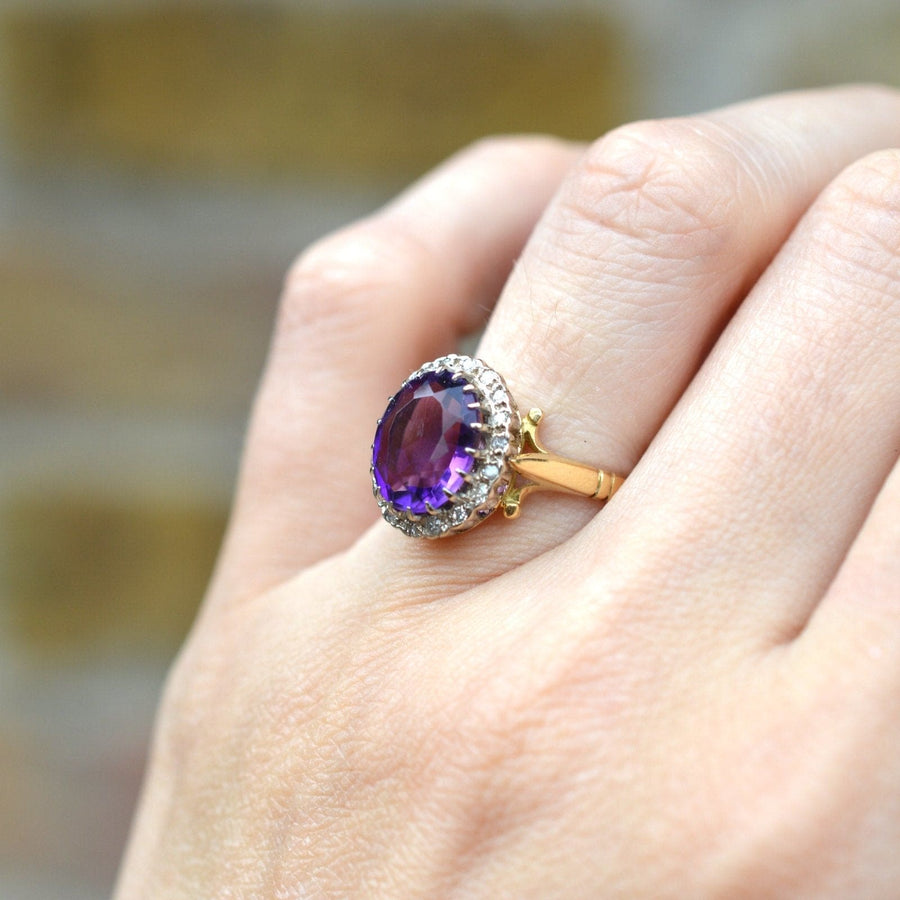 Antique amethyst and diamond ring Clearance