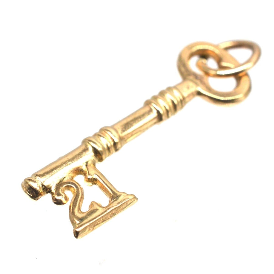 Vintage 1970s 9ct Gold Small 21st Key Charm Pendant | Parkin and Gerrish | Antique & Vintage Jewellery