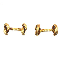 Vintage 1990s 18ct Gold Rope Knot Cufflinks | Parkin and Gerrish (UK)
