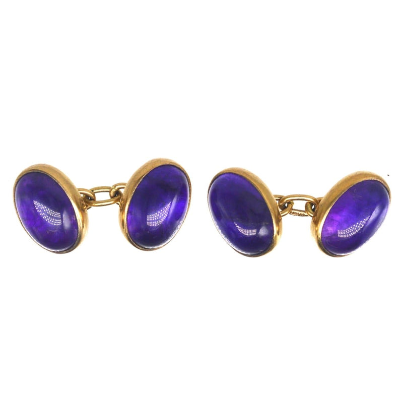 Vintage 9ct Gold Amethyst Oval Cufflinks