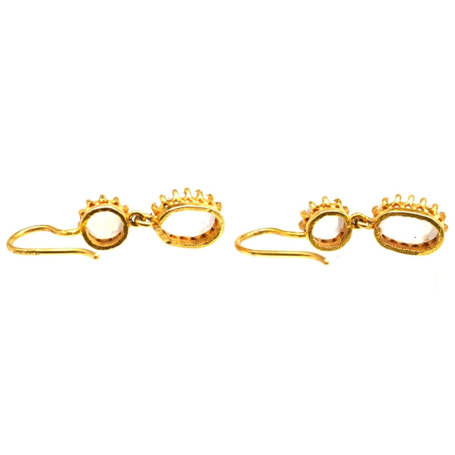 Vintage 9ct Gold Moonstone Drop Earrings | Parkin and Gerrish | Antique & Vintage Jewellery