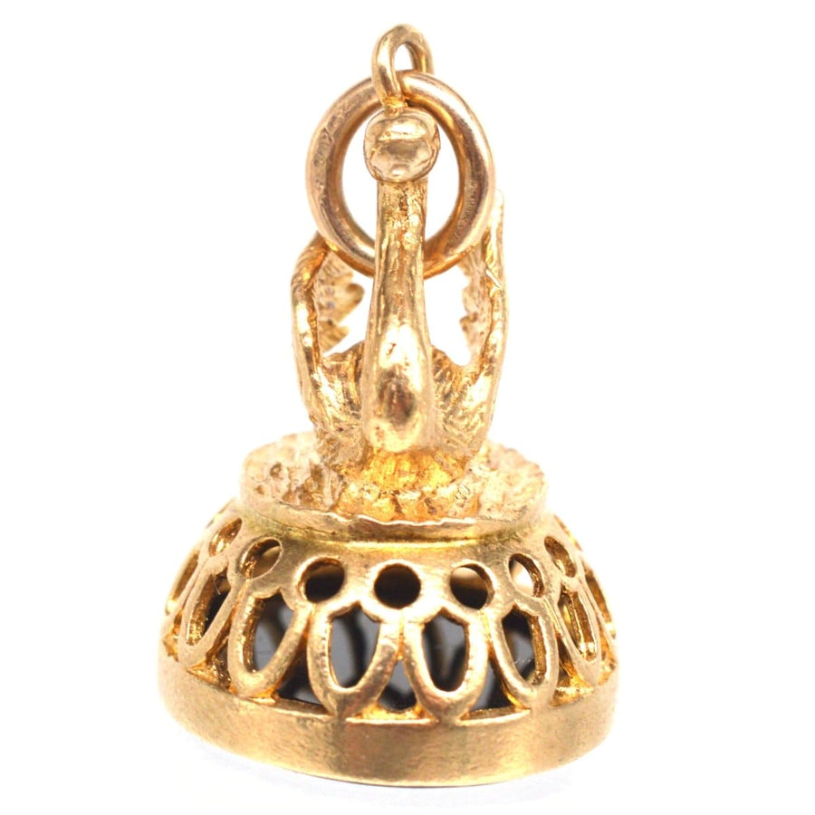 Vintage 9ct Gold Swan Pendant with Onyx Seal of Hermes | Parkin and Gerrish | Antique & Vintage Jewellery
