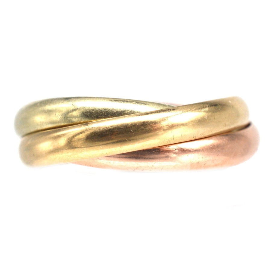 Vintage 9ct Gold Trinity Three Coloured Gold Band Ring | Parkin and Gerrish | Antique & Vintage Jewellery