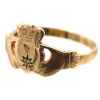 Vintage 9ct Irish Claddah Ring with Diamond | Parkin and Gerrish (UK)