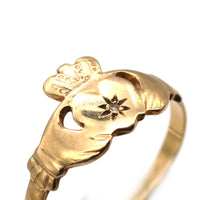Vintage 9ct Irish Claddah Ring with Diamond | Parkin and Gerrish (UK)
