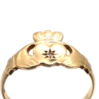 Vintage 9ct Irish Claddah Ring with Diamond | Parkin and Gerrish (UK)