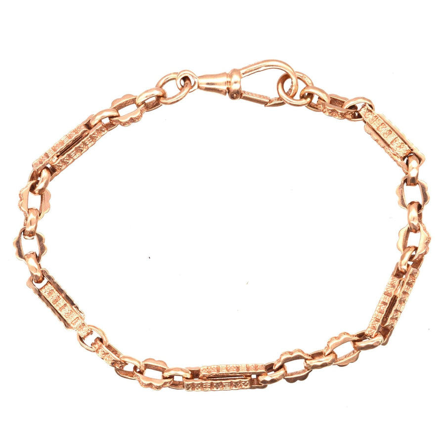 Vintage 9ct Rose Gold Albert Fancy Chain Bracelet | Parkin and Gerrish | Antique & Vintage Jewellery