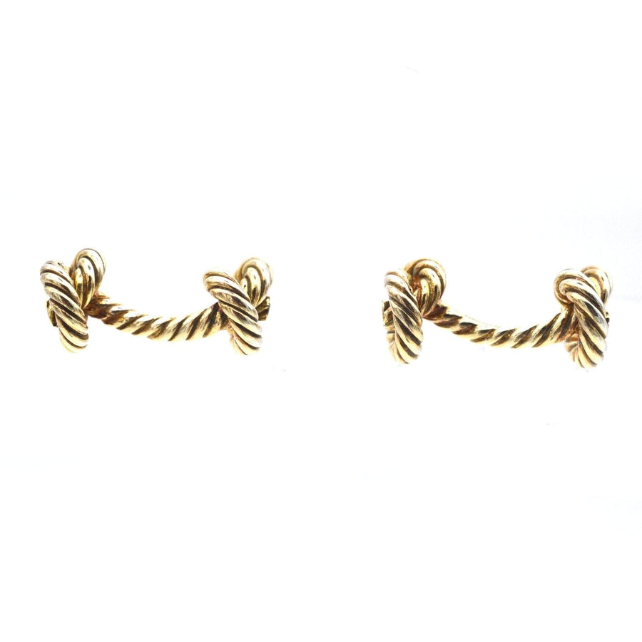 Vintage Silver Gilt Georges L'Enfant / Hermès Paris "Noeuds Marins" (Marine Knot) Corded Rope Cufflinks in Original Case | Parkin and Gerrish | Antique & Vintage Jewellery