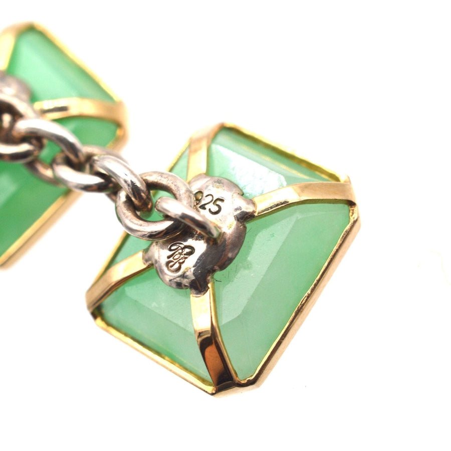Vintage Silver Jade Cufflinks | Parkin and Gerrish | Antique & Vintage Jewellery