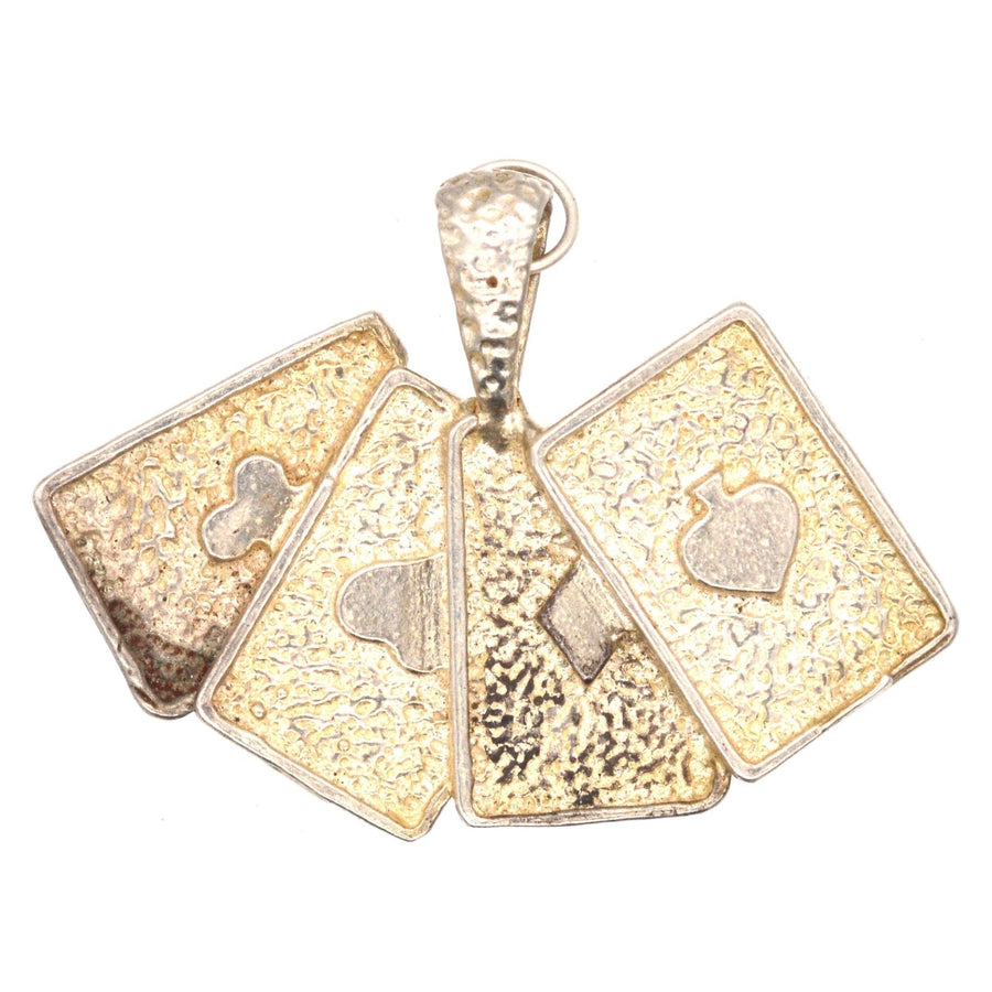 Vintage Silver Pendant with a Set of Four Aces Playing Cards | Parkin and Gerrish | Antique & Vintage Jewellery