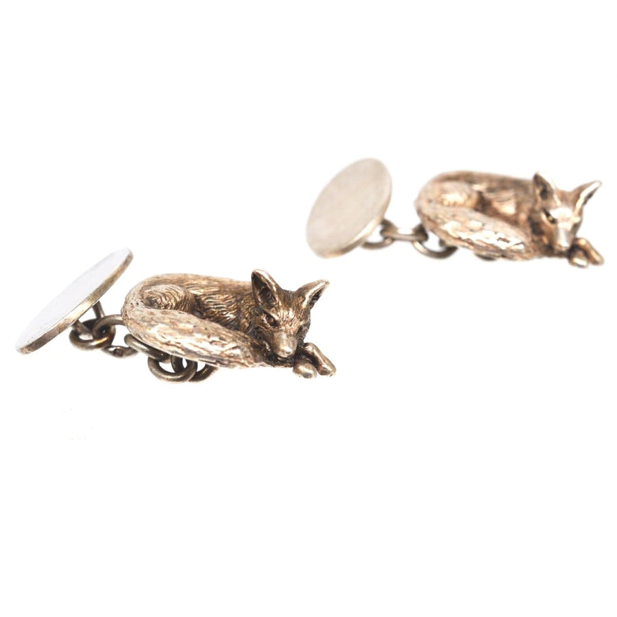 Vintage Silver Sleeping Fox Cufflinks by Lexi Dick | Parkin and Gerrish | Antique & Vintage Jewellery