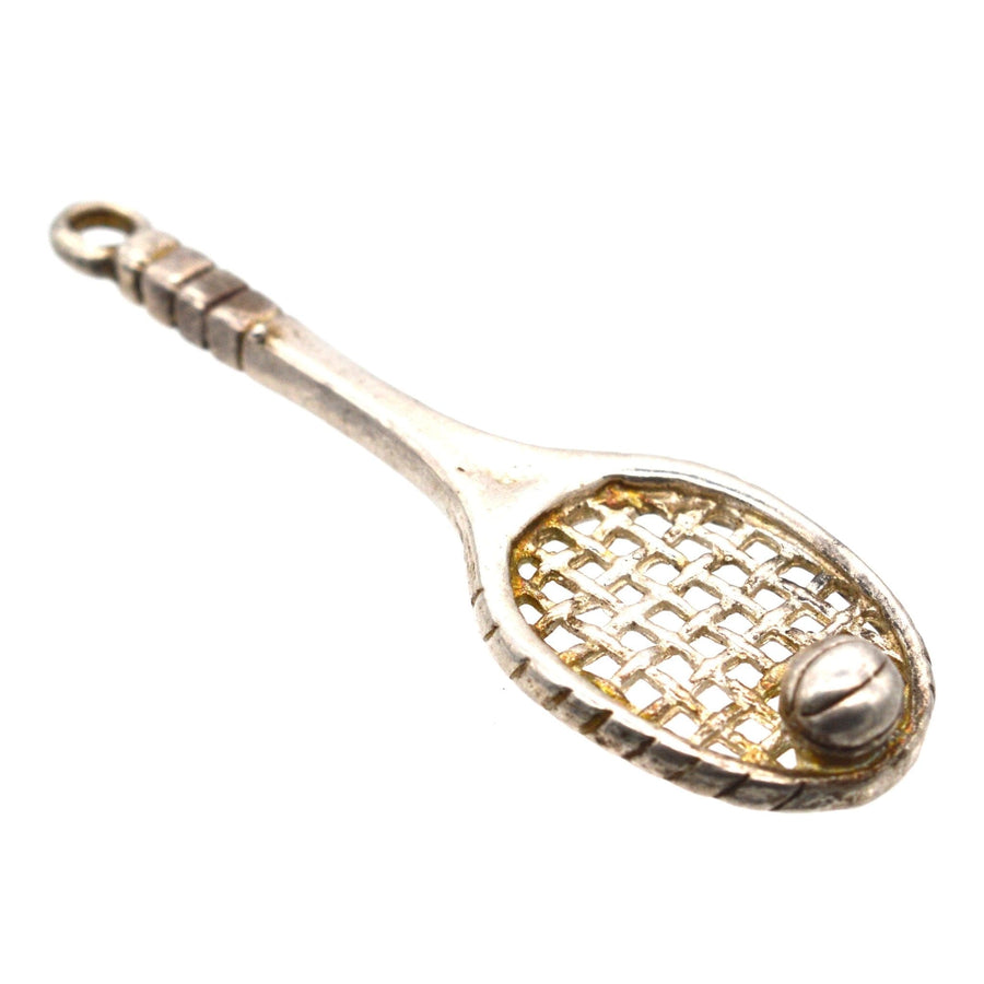 Vintage Silver Tennis Racket and Ball Pendant | Parkin and Gerrish | Antique & Vintage Jewellery