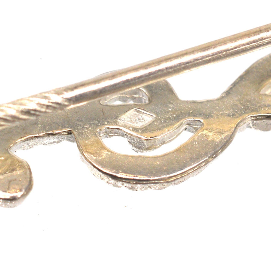 Vintage Silver Treble Clef Tie Pin with Rope Detail | Parkin and Gerrish | Antique & Vintage Jewellery