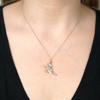 Vintage Silver Witch on Broomstick Pendant | Parkin and Gerrish (UK)